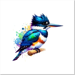 Watercolor Belted Kingfisher Posters and Art